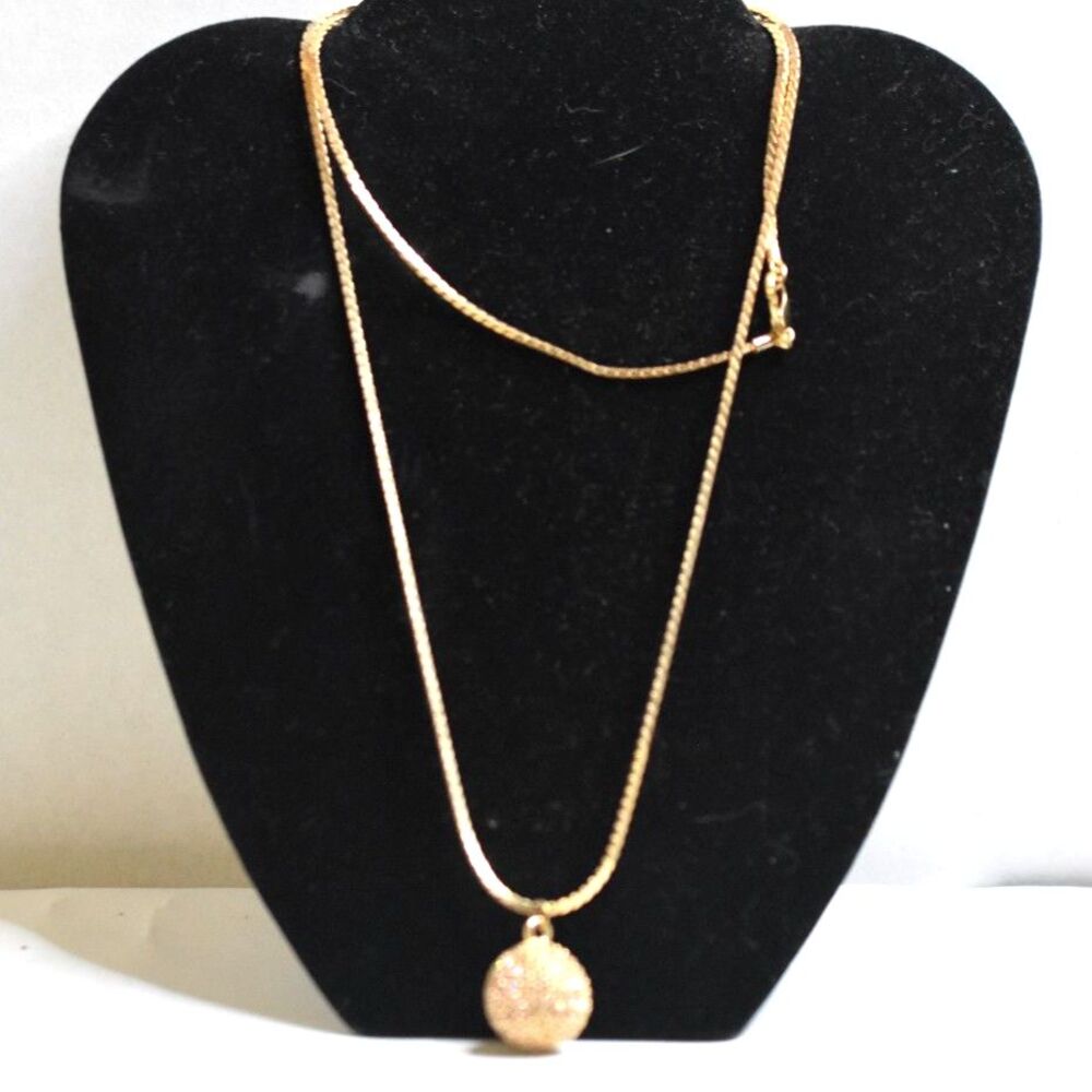 NWOT Rose Gold Herringbone Chain Sparkling Pave' Crystal Ball 32" Diva Necklace